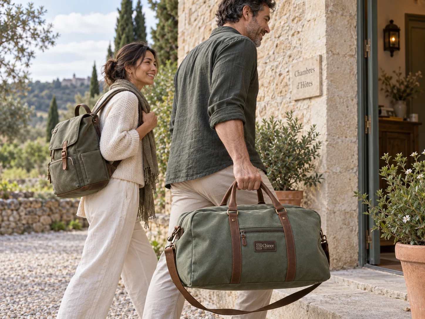Chinee travel duffle in a weekend journey scene