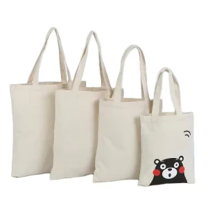 100% Eco Friendly Cotton Canvas Tote Shopping Bag 38x42cm Long Short Handles Very Thick Reusable Customized Logo for Groceries