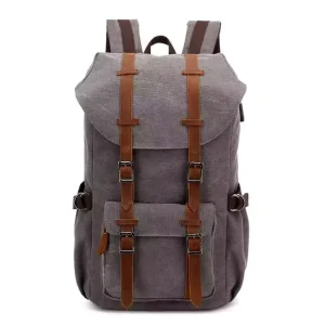 15″ Laptop Friendly Canvas Backpack Casual Daypack for School Travel Hiking