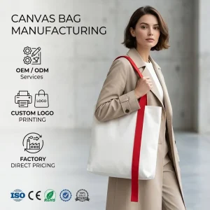 16oz Colorful Ribbon Strap Eco Friendly Recyclable Reusable Large Capacity Shoulder Cotton Canvas Tote Bag Shopping