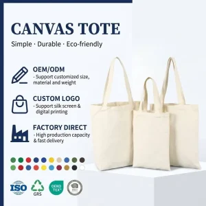 16oz Customizable Canvas Tote Bag Custom Print Eco-Friendly Reusable Shopping Advertising Gift Bag for Daily Use Custom Logo
