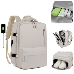 17 Inch USB Port Student Sport Backpack Custom Print Casual Travel Daypack Oxford Material Zipper Closure Wet Pocket