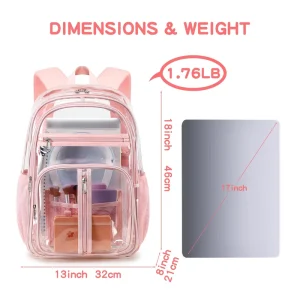 18inch TPU PVC Clear Backpack Travel Students Adults Clear Backpack Heavy Duty Transparent Backpack