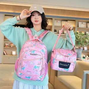 2-in-1 Fashionable Large Capacity Oxford School Travel Bag with Polyester Lining Zipper Closure for Boys Girls Students