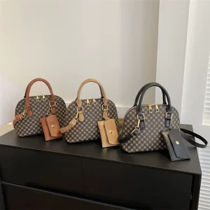 2-piece Women Side Bag for Shoulders Single Strap Shoulder Bag Vintage Printed Shell Bag Zip Trendy Designer Bag