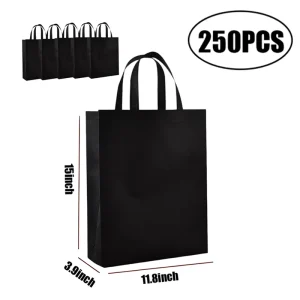 250Pack 11.8*15*3.9inch Non Woven Polypropylene Bag Reusable Non Woven Bag Large Size Thicken Reusable Bag