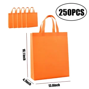 250Pcs 13.8*16.1*4.7inch Tote Bag Non Woven Polypropylene Reusable Non Woven Bag Large Capacity Tote Bag