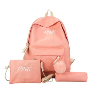 3 Piece Set Junior High School Students’ Anti Theft Backpack Pencil Bag Shoulder Bag Candy Colors Character Pattern Polyester