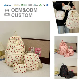 3 piece set Fashion School Bags Nylon Teenager Casual Laptop Backpack Large Capacity College Student Backpack