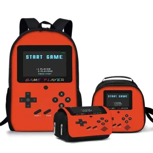3pcs Set Games Console Backpack Fashionable Simple Waterproof Gift for Boys Girls Teens Laptop Compatible