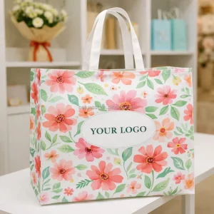 49x40x18cm Large Reusable Non Woven Tote Bag With Handle All Over Custom Printing Shopping Bag