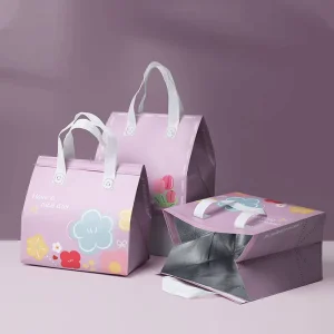 Aluminum Foil Insulation Bag Meal Prep Lunch Food Delivery Packaging Takeaway Tote Bag Custom Logo Non Woven Thermal Cooler Bags