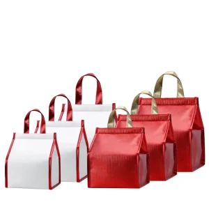 Aluminum Foil Lined Nonwoven Insulated Waterproof Heat Reflective Moisture Proof Tote Bag for Bakery Cake Sandwich Pizza Bread