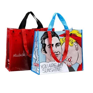 Anime Non-woven Cartoon Tote Bag Heat Transfer Printed Colorful Laminated Takeaway Bag for Fast Food Packaging
