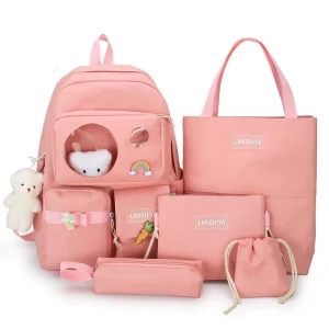 Backpack Large Capacity Five Piece Student Schoolbag Casual All Matching Backpack One Piece Dropshipping 3900