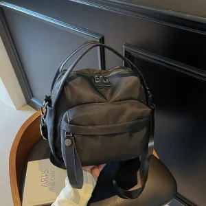 Beige Mini Unisex Polyester Breathable Zipper Casual Travel School Rucksack Student Daypack Bag