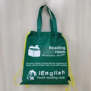 Biodegradable Student Spunbond Non Woven Backpack Tote Bag Drawstring Closure Screen Printed Custom Logo Training Business Use