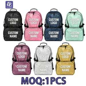 Black Cheer Backpack With Diamonds Sparkling Bag For College Sport Cheer Girl Athletic Name Embroidery Shiny Team Backpack