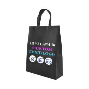Black Non Woven Tote Bag Custom Gold Silver Logo Hot Stamping Reusable Shopping Bags for Boutique Jewelry