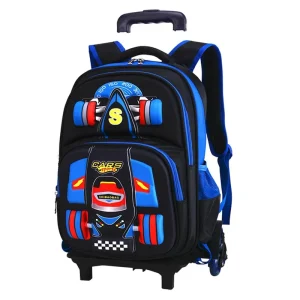 Boys Kids Waterproof 3D 600D Polyester Trolley Wheelie 6 Wheel Primary School Backpack
