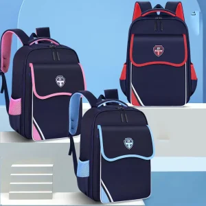 British Style Vintage Elementary School Backpack Large Capacity Ultra Light Spine Protection Full Opening Double Shoulder Oxford
