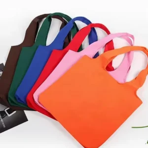 Bulk Custom Solid Color Tote Bags Heavy Cotton Canvas Handbag Inside & Outside Pockets Portable Shopping Bag Fashion Grocery Bag