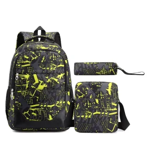 Button Closure Academic Style Backpack for Men Women Junior High School Students for Leisure Travel