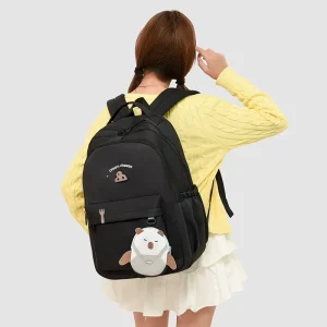 Capybara pouch hung Nylon Casual Backpack OEM Customized Logo Cheese graphic Multi pocket Student Rucksack for Daily Use