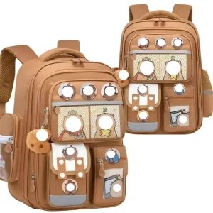 Cartoon Capybara Oxford Light Up Backpack Air Cushion Belt for Primary Middle School Boys Girls Large Capacity
