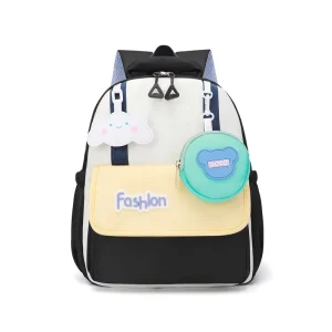 Cartoon Cloud Bear Kids Backpack Durable Nylon Daypack with Detachable Pouch Ideal for School & Travel