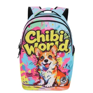 Cartoon Print Polyester Backpack for Teens Durable Lightweight Zipper Closure Daypack for School Travel