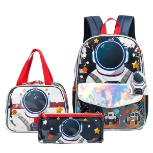 Cartoon Travel clear Bookbags Mochilas 3 Piece Set Customized Compatible Transparent School Lunch Box for Kids