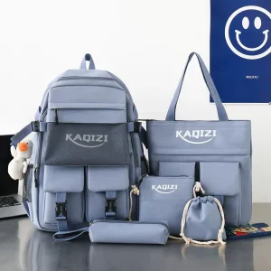 Casual Student External Frame Backpack Set Large Capacity Durable Polyester Construction for School Use