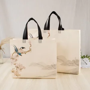 Chinese Style Creative Laminated Eco Friendly Non Woven Fabric Customizable Exhibition Advertising Gift Bag Color Printed