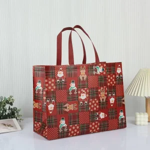 Christmas Non Woven Shopping Bags Bulk Eco Friendly Reusable Grocery Tote Holiday Gift Packaging Retail Store Promo