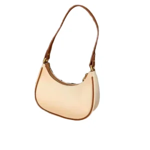 Classical Hobo Trendy Fashion Women Single Strap Autumn Shoulder Bag Zipper PU Polyester Lining Tonal Printed Edges