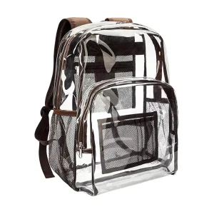 Clear Heavy Duty PVC Transparent Backpack Reinforced Strap Stitches Large Capacity Waterproof for College Workplace