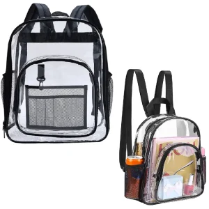 Clear PVC Waterproof Backpack Large Capacity Zipper School Work Camping Travel Snack Pack