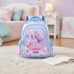 Color Travel High Capacity 3D Two Piece School Backpack Set Waterproof 3D Hard Shell Polyester Unisex Grade 1 5 Student