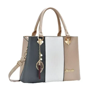 Color-blocked Women’s Bag Trendy Handbag PU Leather Shoulder & Crossbody Bag Large Capacity Purse