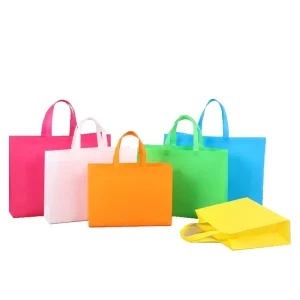 Colorful Printed Durable Non Woven Tote Bag Custom Logo Bag Reusable for Grocery Supermarket Use Hand Length Handle Heat
