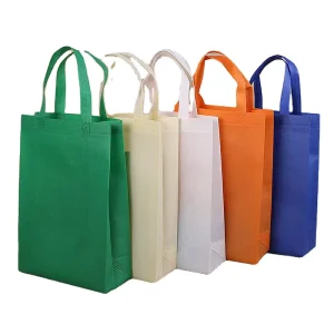 Colorful Screen Printed Spunlace Non Woven Eco Friendly Thick Reusable Tote Bags Hand Length Handle Custom Logo Bag for