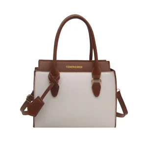 Contrast Color Simple Large Capacity Texture Handbag One Shoulder Diagonal Square Bag