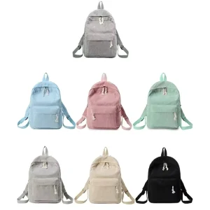 Corduroy Travel College Style Backpack for Girls Women Casual High School College Teenager School Backpack Bags