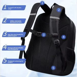 Cross-Border Casual Breathable Waterproof Lightweight Backpack Curved Shoulder Strap Large Capacity for Children’s School