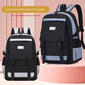 Cross Border School Backpack for Boys Grades 4 6 Large Capacity Polyester with Zipper Closure Durable for Outdoor Leisure