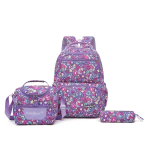 Cross border Color Three in one Antibacterial Nylon Backpack Versatile Student Schoolbag Large capacity Insulated Polyester