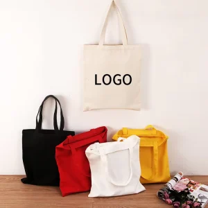 Custom Cotton Canvas Foldable Tote Bag Jute Reusable Handle Shopping Bag with Customized Logo Printed