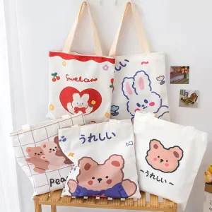 Custom Cotton Handled Tote Bags Medium Size Logo Options for Promotion & Outdoor Use Shopping & Supermarket Gift Bags