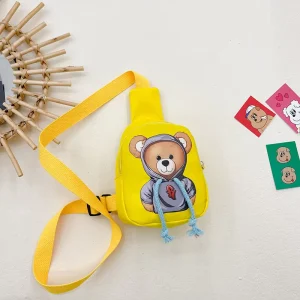 Custom Cute Cartoon Children’s Chest Bag Cute Dressing Little Bear Boys and Girls Going Out Crossbody Bag